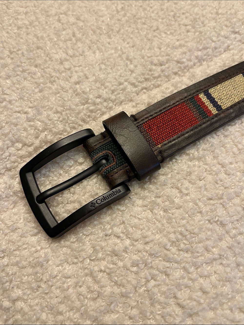 Columbia Men’s Brown Leather Belt with Textile Accent